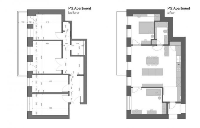 Da vecchio treshki 67 m² in un moderno appartamento con due camere da letto
