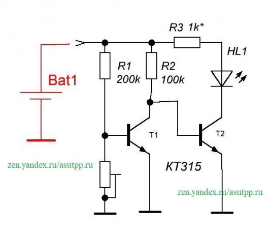Descrizione di un semplice circuito per il monitoraggio del livello di scarica della batteria della batteria o