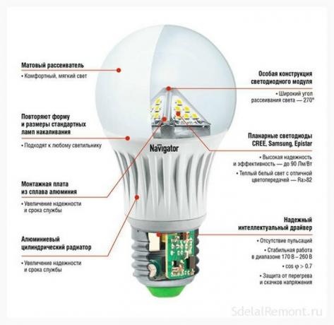 Figura 2. La struttura della lampada LED