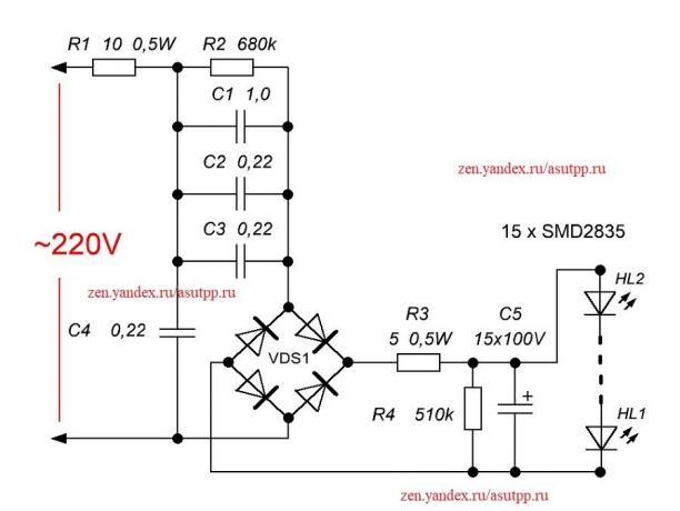 Schema di un driver della lampada semplice LED