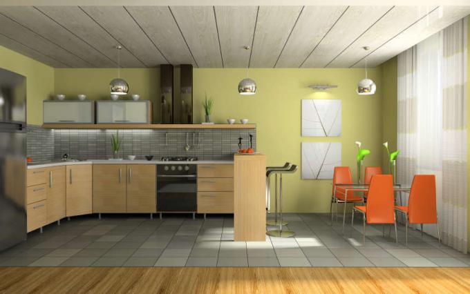  Design del soffitto in cucina, semplice ma di buon gusto
