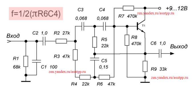 Descrizione circuiti di filtro rombo, o dal filtro di sfondo 50 Hz