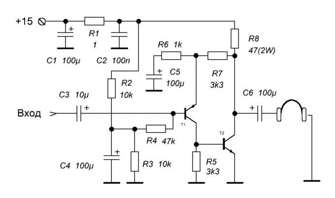 Descrizione del circuito amplificatore di classe "A" per una cuffia meglio dal suono