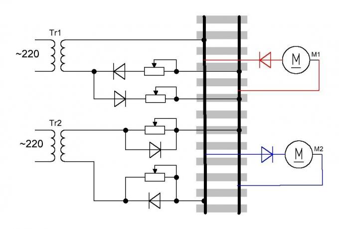 Circuito di un controllo semplice due motori DC della stessa linea di alimentazione