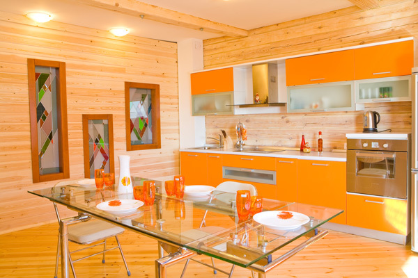 design della cucina in arancione