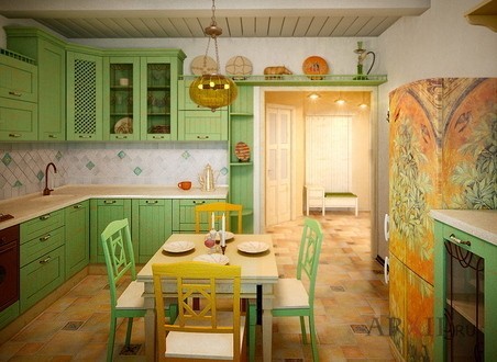 Interiore della cucina in stile greco