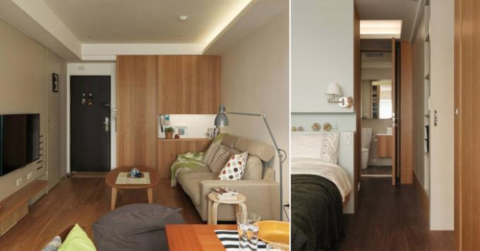 Progettazione piccoli appartamenti, che si è da uno studio di due camere da letto.