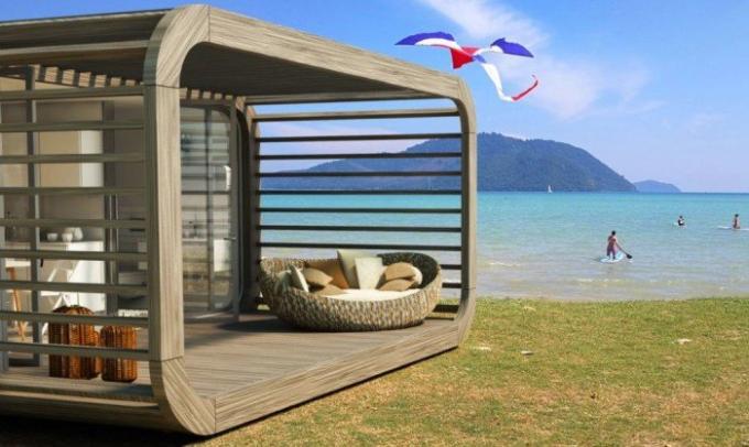 Coodo - una casa modulare che si può mettere in spiaggia.
