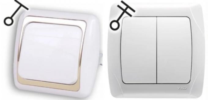 A sinistra: switch-pulsante di installazione nascosta. incasso dvuhklavishny: Destra