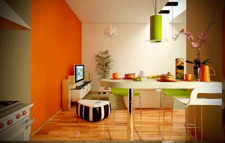 cucina arancione verde