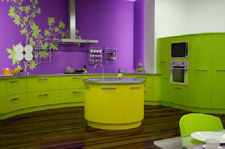 Cucina verde lilla