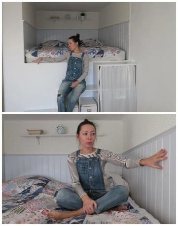 Su un alto podio nella ragazza nicchia formata ha fatto una vera e propria camera da letto. | Foto: youtube.com.