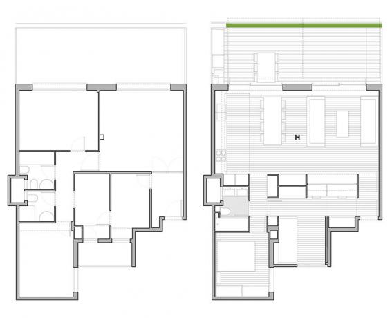 Treshka 65 m², di cui più della metà - di una cucina-soggiorno