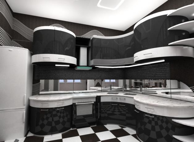 Cucine lucide in bianco e nero - continua a riflettere